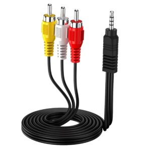 Audio / Video High Grade Cable 3.5mm AUX to 3 RCA Audio Video Cable | AV Composite Cable | Stereo Audio & Video Connector